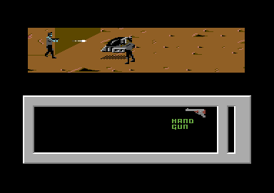 Mandroid (Commodore 64) screenshot: This dude shoots bullets at you