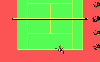 Tie Break (DOS) screenshot: Serving (CGA).