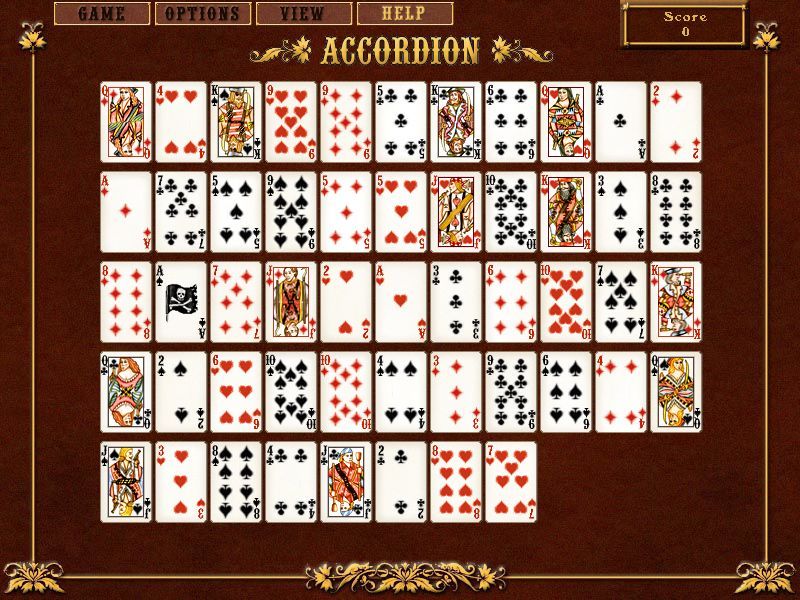 Solitaire Genius (Windows) screenshot: The start of a game of Accordion Solitaire