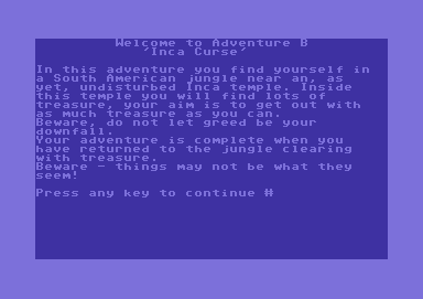 Adventure B (Commodore 64) screenshot: Overall intro