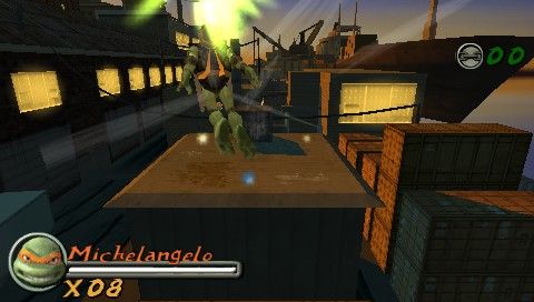 TMNT (PSP) screenshot: Jumping in the harbor