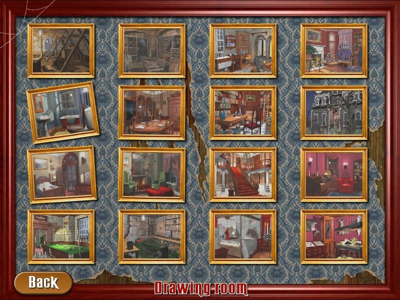 The Secret of Margrave Manor (Windows) screenshot: Unlocked rooms in a freeplay mode