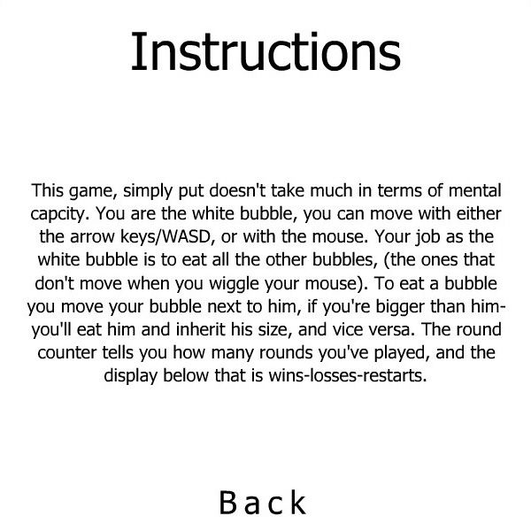 The Bubble Game (Browser) screenshot: Instructions