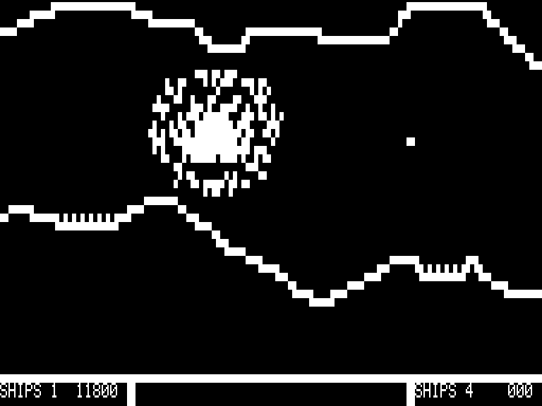 Sea Dragon (TRS-80) screenshot: Destroyed by a volcano