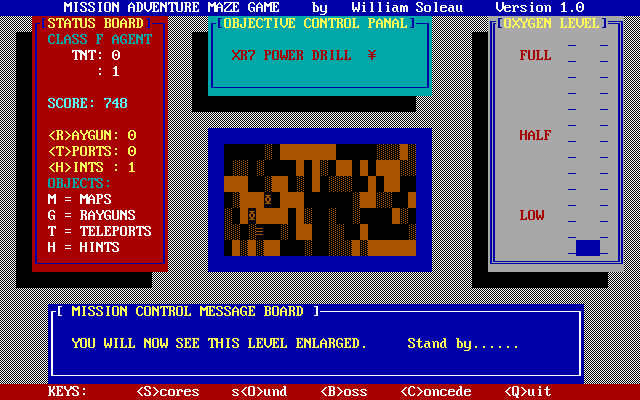 Maze Mission Adventure Game (DOS) screenshot: And now, for our last trick...