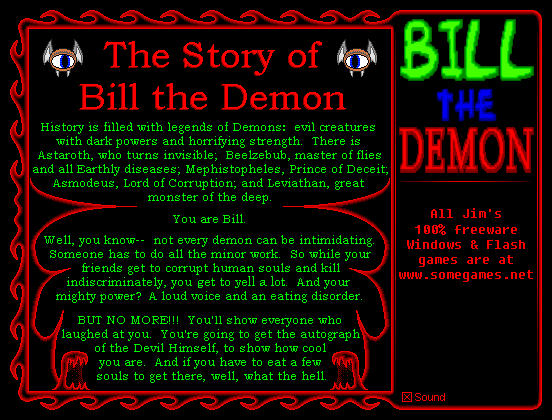 Bill the Demon (Browser) screenshot: Story