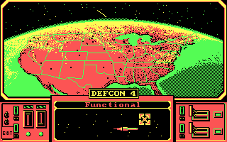 S.D.I. (DOS) screenshot: Take out a missile with the S. D. I.