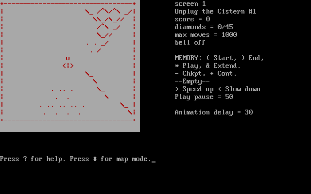 Wanderer (DOS) screenshot: Starting location