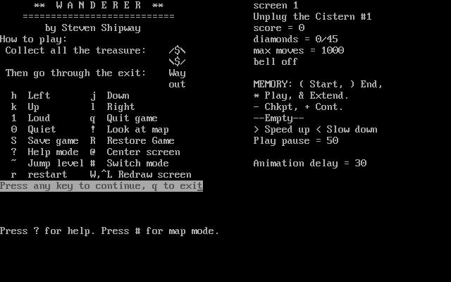 Wanderer (DOS) screenshot: Commands
