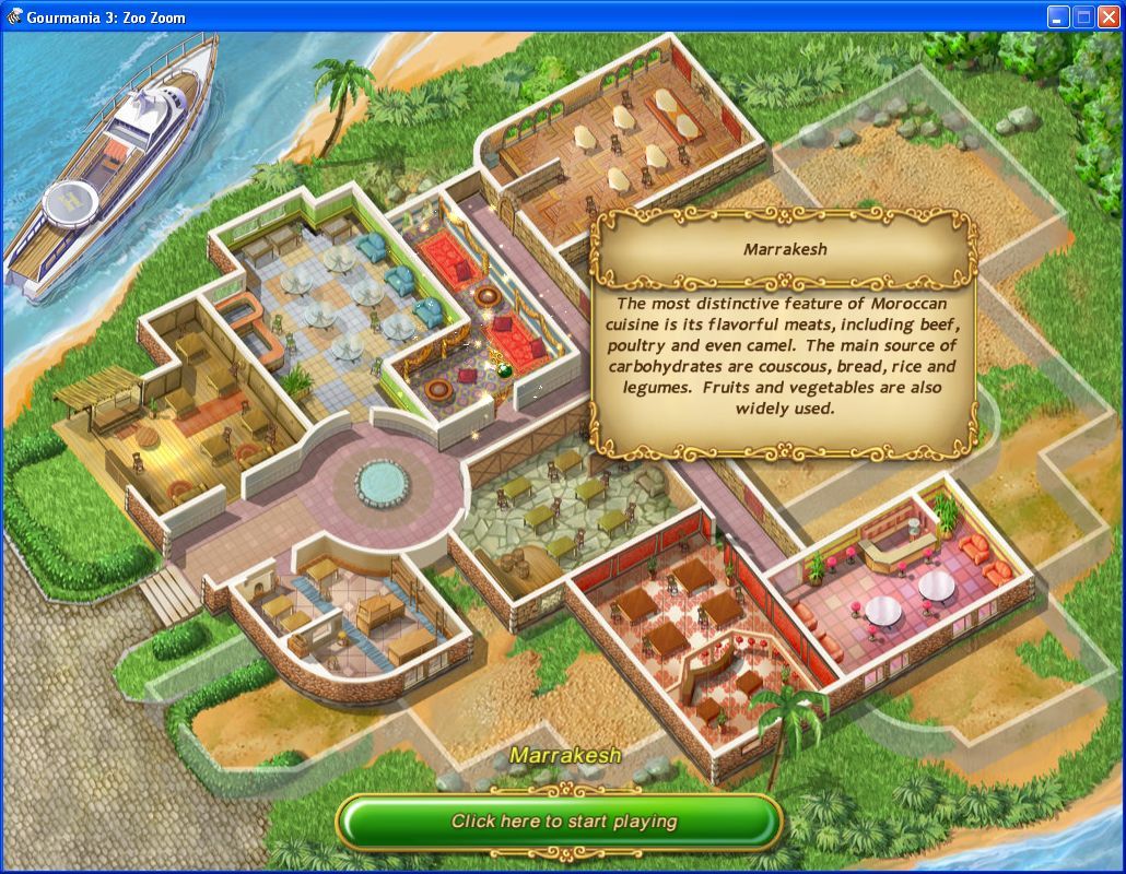 Gourmania 3: Zoo Zoom (Windows) screenshot: The first restaurant in the second level is Moroccan