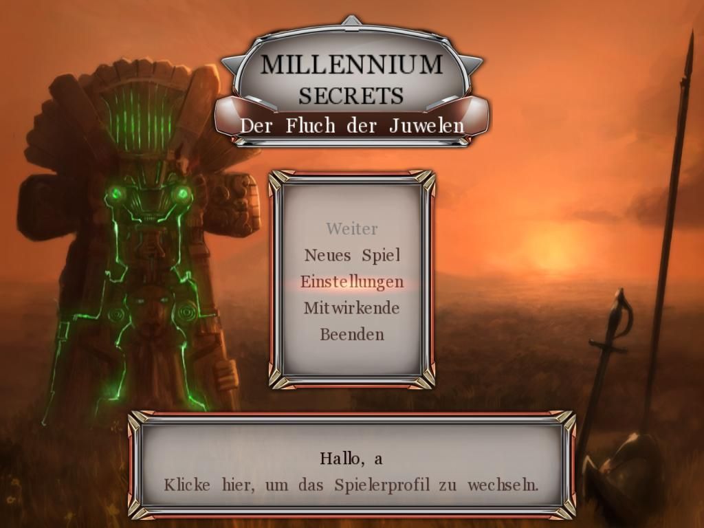 Millennium Secrets: Emerald Curse (Windows) screenshot: Main screen