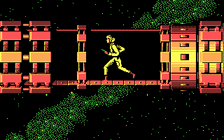 S.D.I. (DOS) screenshot: Running into the space station.