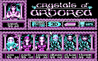 Crystals of Arborea (DOS) screenshot: Character select. (CGA)