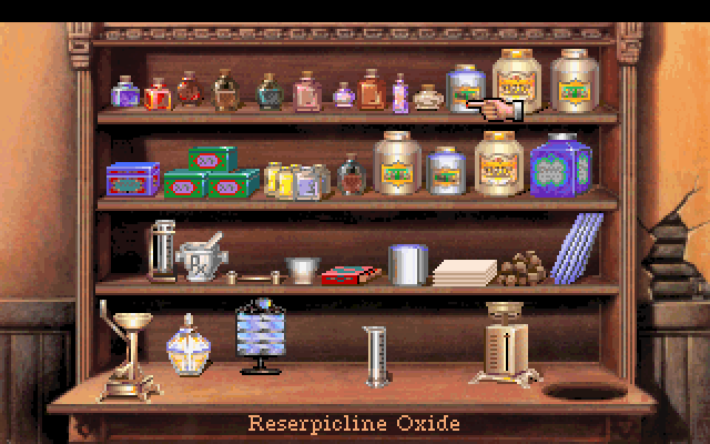 Freddy Pharkas: Frontier Pharmacist (DOS) screenshot: Preparing a prescription