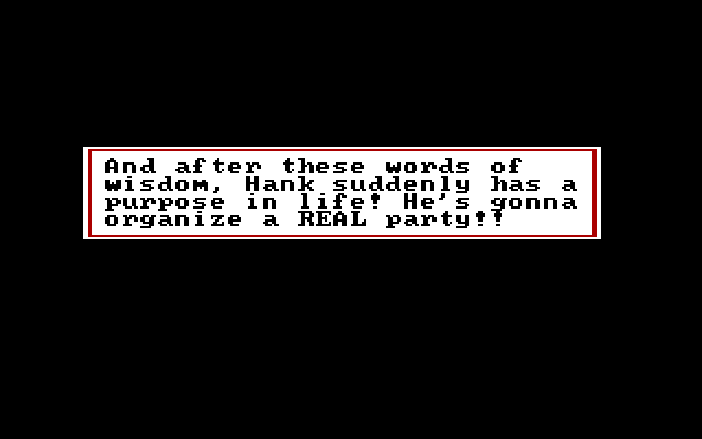 Hank's Quest: Victim of Society (DOS) screenshot: Intro: The goal is set