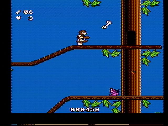 Big Nose Freaks Out (NES) screenshot: Collect bones and rocks