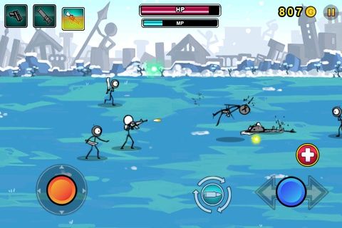 Cartoon Wars: Gunner (iPhone) screenshot: The rifle is good for killing many things at once.