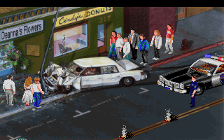 Police Quest: In Pursuit of the Death Angel (DOS) screenshot: Uh oh... looks like trouble.