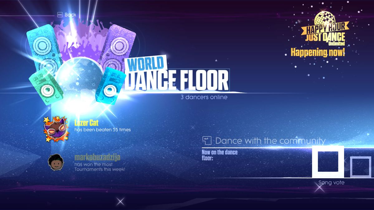 Just Dance 2017 (Windows) screenshot: The lobby of the World Dance Floor