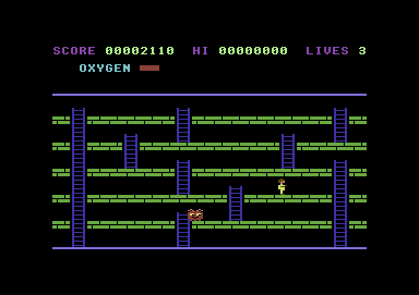 Hektik (Commodore 64) screenshot: About to run out of oxygen