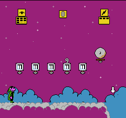 Sesame Street Countdown (NES) screenshot: Bonus location. You should find the proper number and ring a gong.