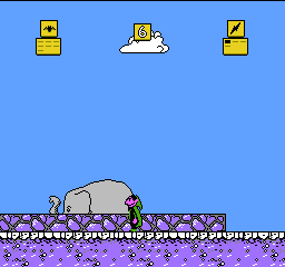 Sesame Street Countdown (NES) screenshot: You have lost the last life near an elephant.