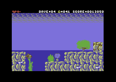 Dave Speed and the Mutants (Commodore 64) screenshot: Dave in the water