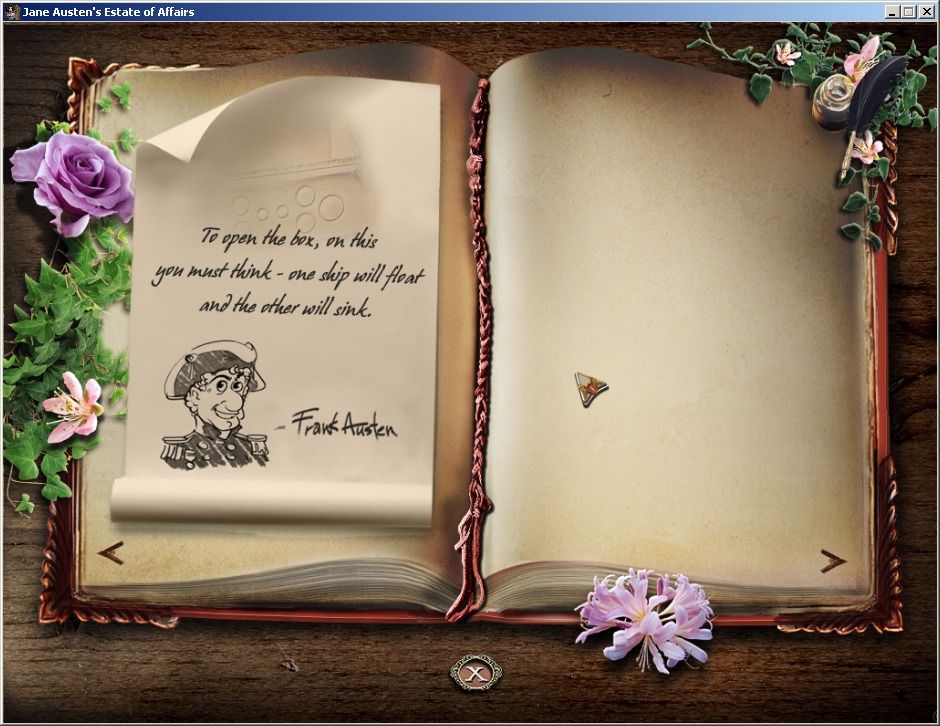 Jane Austen's Estate of Affairs (Windows) screenshot: Frank Austen has clues for many of the puzzles scattered throughout the estate