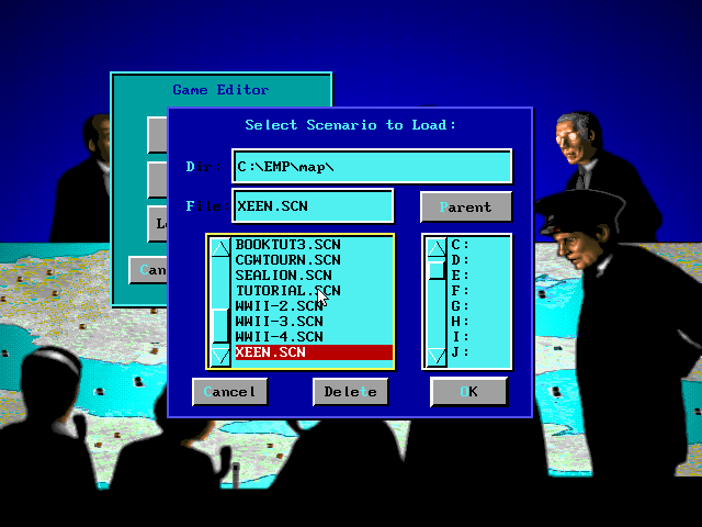 Empire Deluxe (DOS) screenshot: Scenarios Selection...