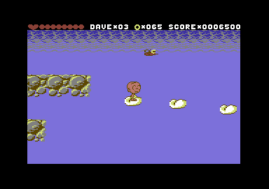 Dave Speed and the Mutants (Commodore 64) screenshot: Walking on a cloud