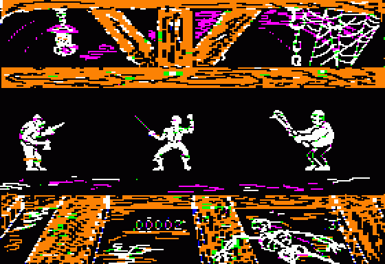 Swashbuckler (Apple II) screenshot: Surrounded!