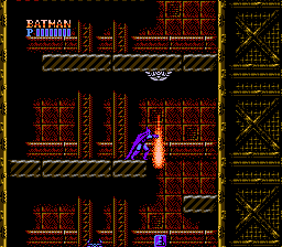 Batman: The Video Game (NES) screenshot: Stage 2-3: Those little trapdoors release walking bombs which can be a good source of items if you punch them quickly enough.