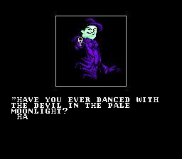 Batman: The Video Game (NES) screenshot: Stage 3 intro: the Joker taunts Batman.
