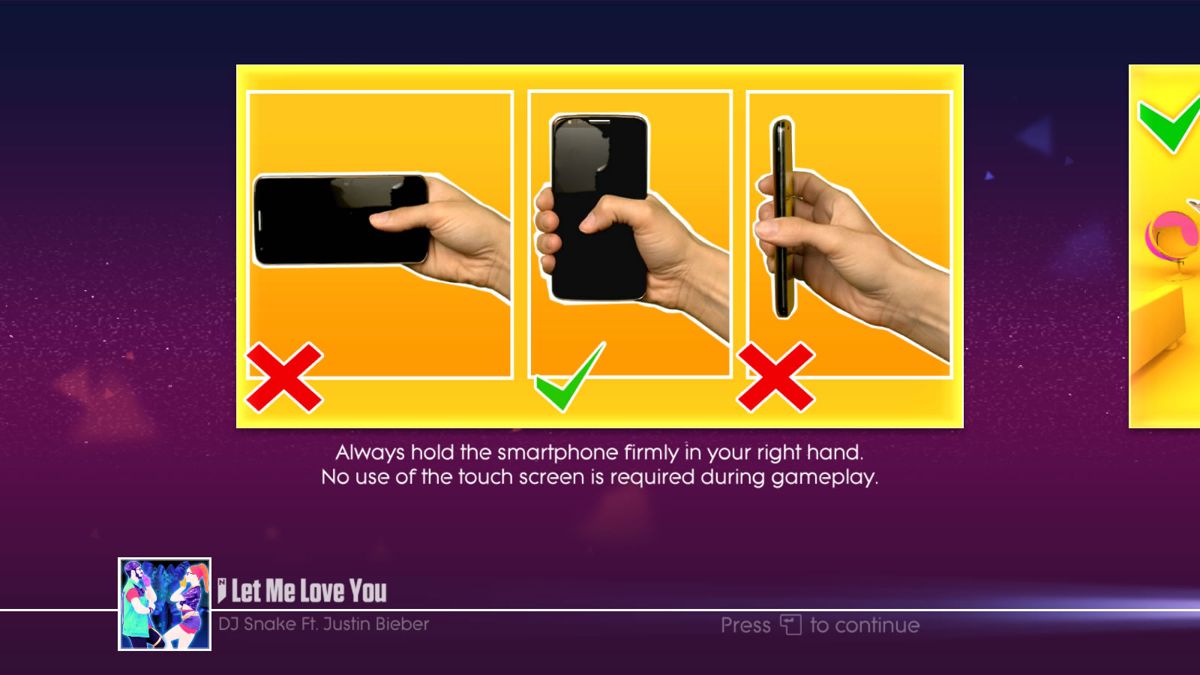 Just Dance 2017 (Windows) screenshot: Instructions about holding the phone as a controller.