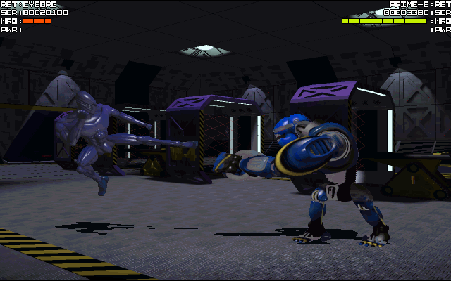 Rise of the Robots (DOS) screenshot: Cyborg vs Prime-8