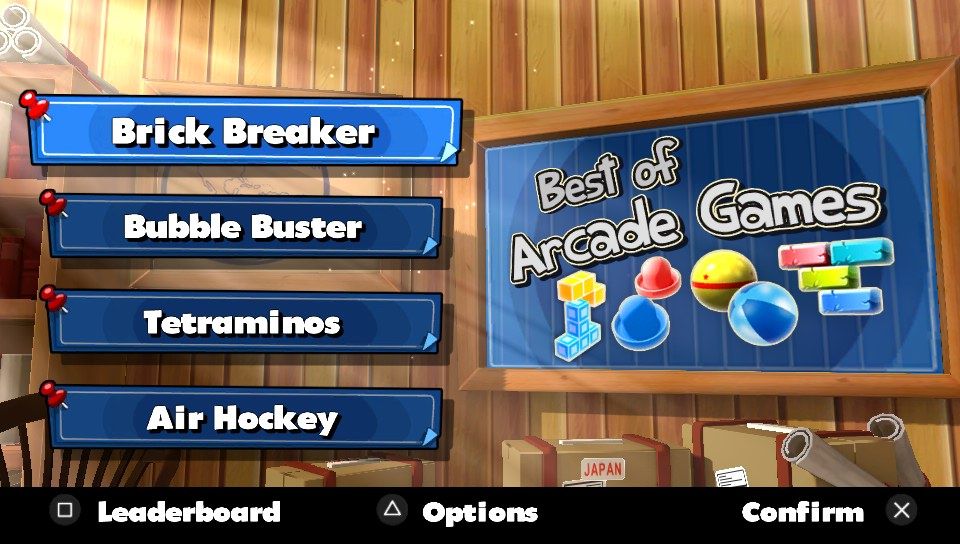 Best of Arcade Games (PS Vita) screenshot: Main menu (Trial version)