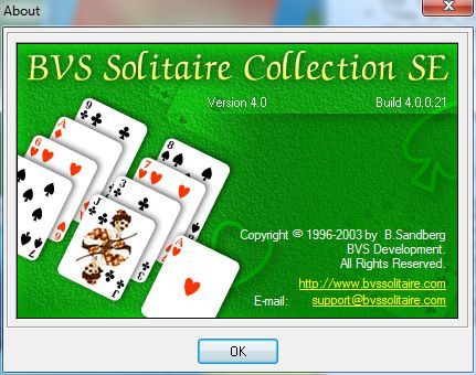 Solitaire Deluxe (Windows) screenshot: This game is a special edition of BVS Solitaire