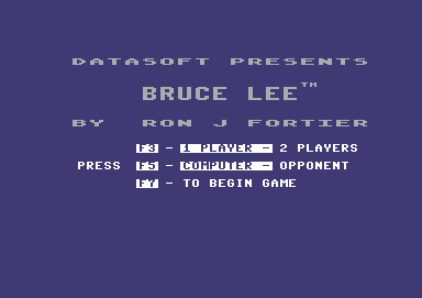 Bruce Lee (Commodore 64) screenshot: Main menu