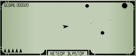Meteor Blastor (Browser) screenshot: The look is a bit interesting but apart from that it's Asteroids as usual.