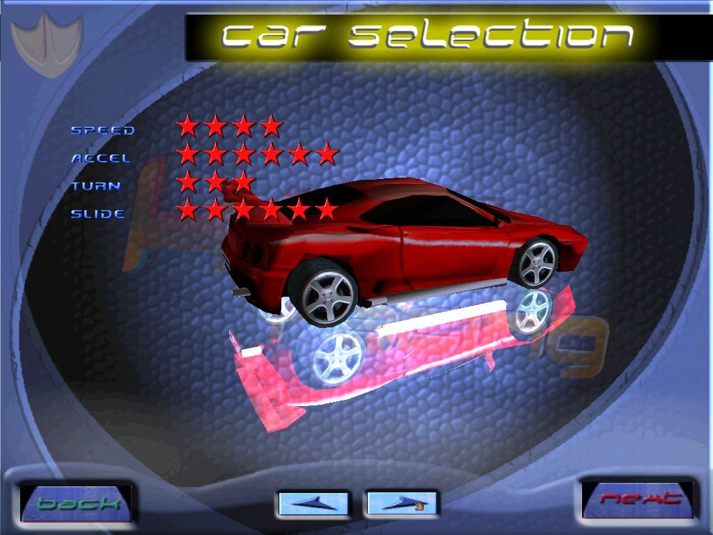 Kar Racing (Windows) screenshot: When starting a race the player first selects their car