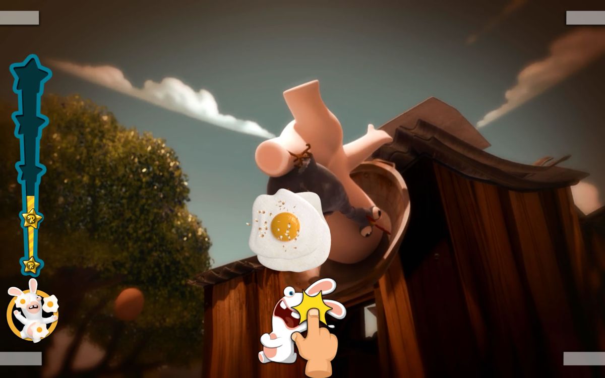 Rabbids Appisodes (Android) screenshot: Tap the screen to throw eggs at the opponent.