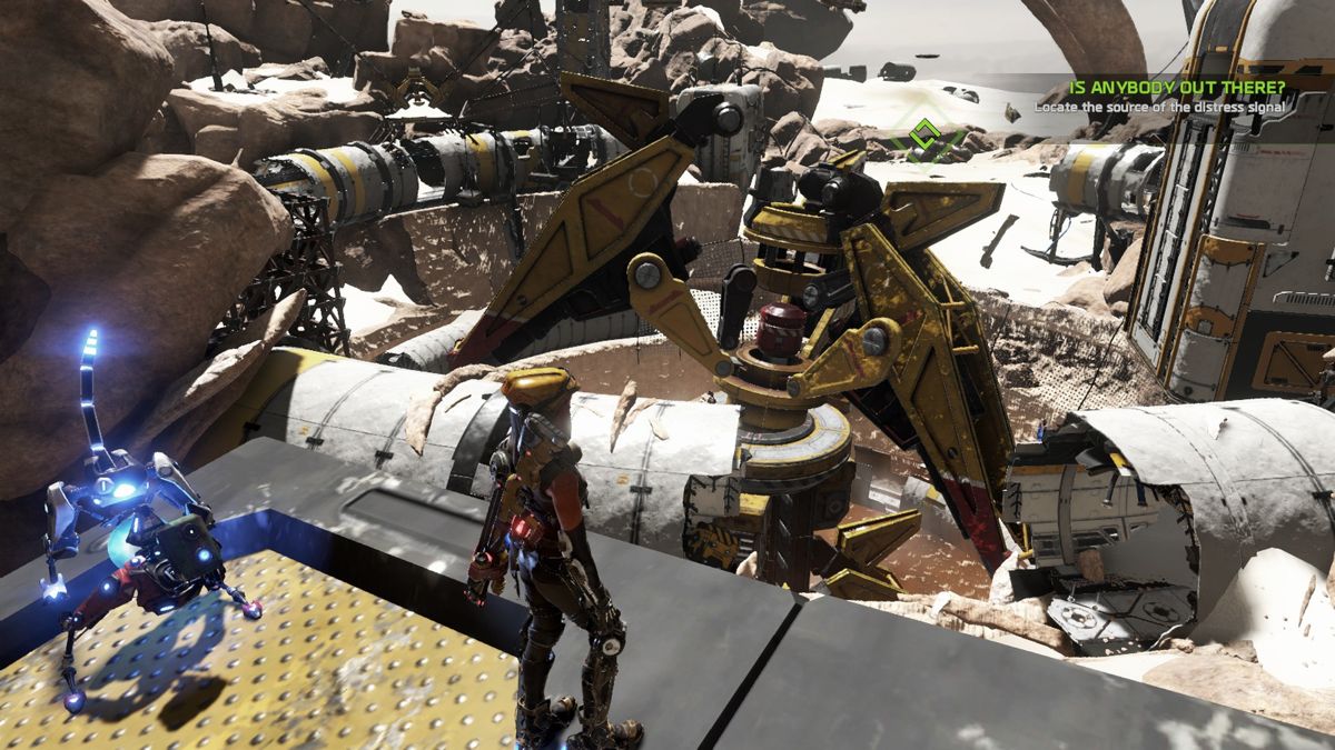 ReCore: Definitive Edition (Xbox One) screenshot: Following distress signal to the quarry