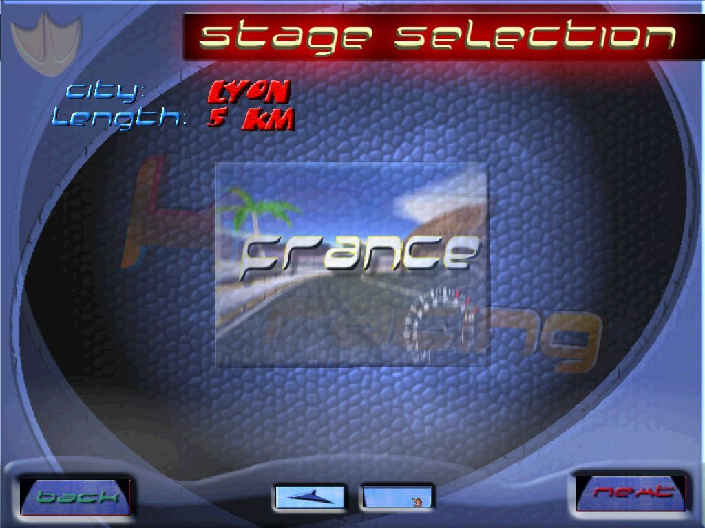 Kar Racing (Windows) screenshot: When starting a race the player first selects their car and then their track