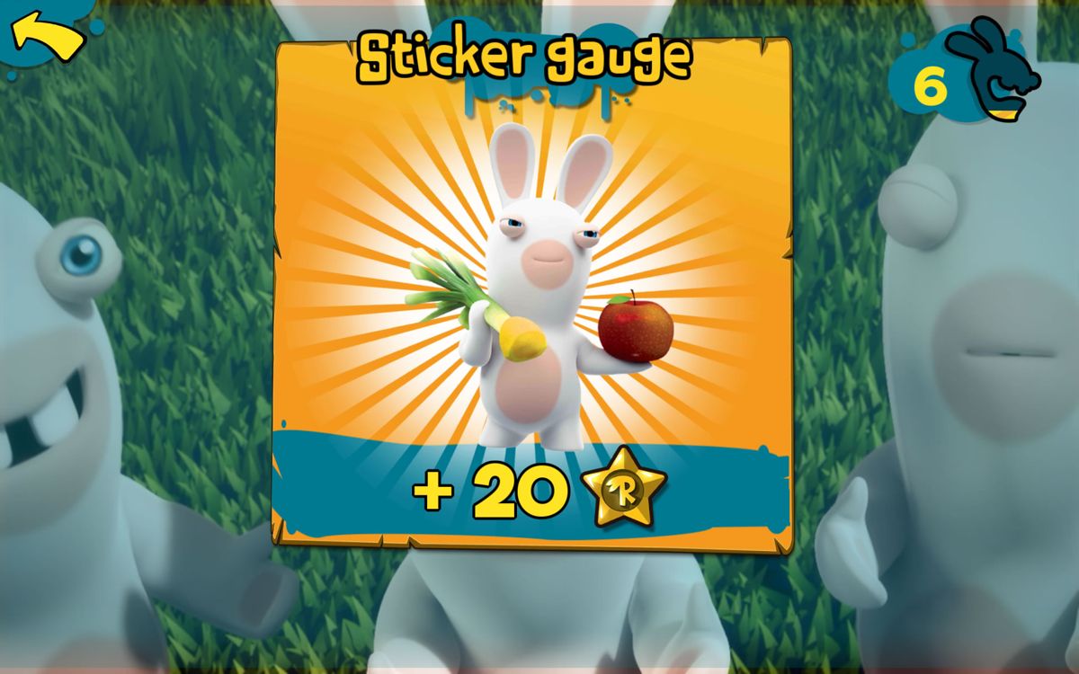 Rabbids Appisodes (Android) screenshot: The sticker gauge is filled.