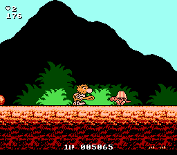 Big Nose the Caveman (NES) screenshot: Mountain background