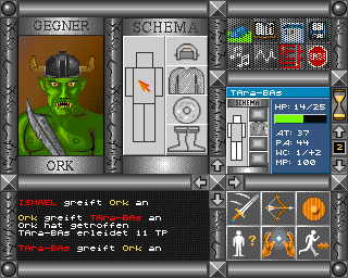 Jaktar: Der Elfenstein (Amiga) screenshot: Under attack of the orc