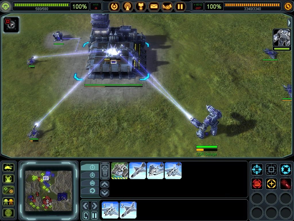 Supreme Commander (Windows) screenshot: You can have other building units helping to finish making attack units faster