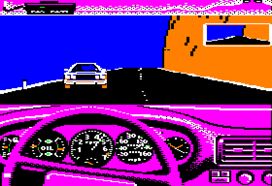 Test Drive (Apple II) screenshot: Racing...