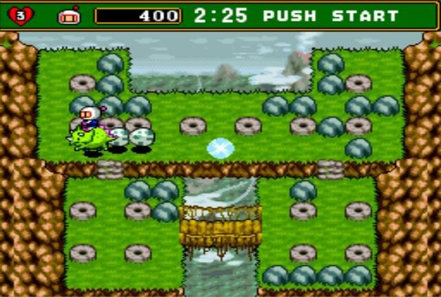 Super Bomberman 4 (SNES) screenshot: Riding the Dino