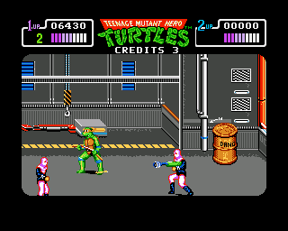 Teenage Mutant Ninja Turtles (Amiga) screenshot: Inside a factory